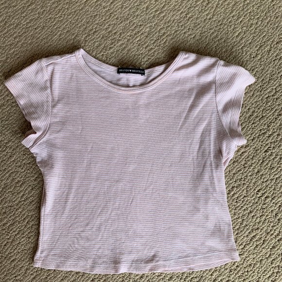 Pink Striped Brandy Melville Ashlyn Tee - Picture 1 of 2